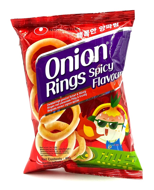 Snack di grano con cipolla Onion Rings piccanti - Nong Shim 40g.